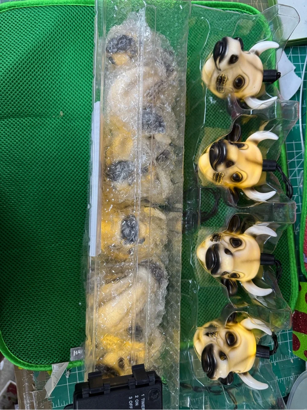 Halloween Cow Skull String Lights — White Cow Design batter operated